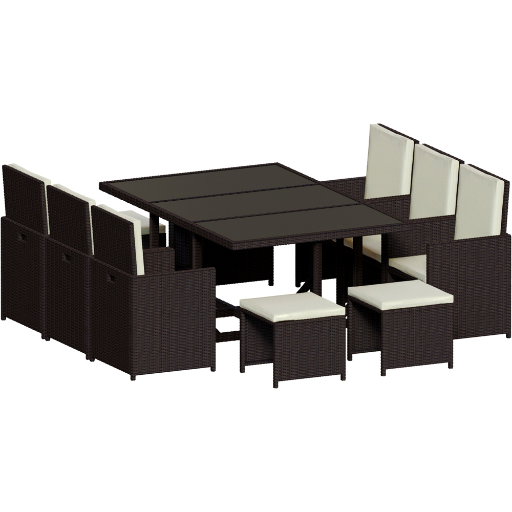 GARDEN VIDA Cuba 10 Seater Brown PE Rattan Garden Dining Set with Cover Image 2