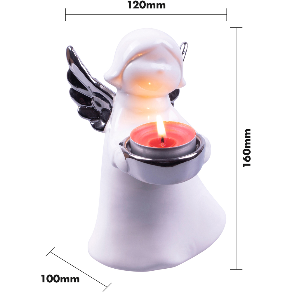 St Helens Silver Wings Ceramic Angel Tealight Holder Image 5