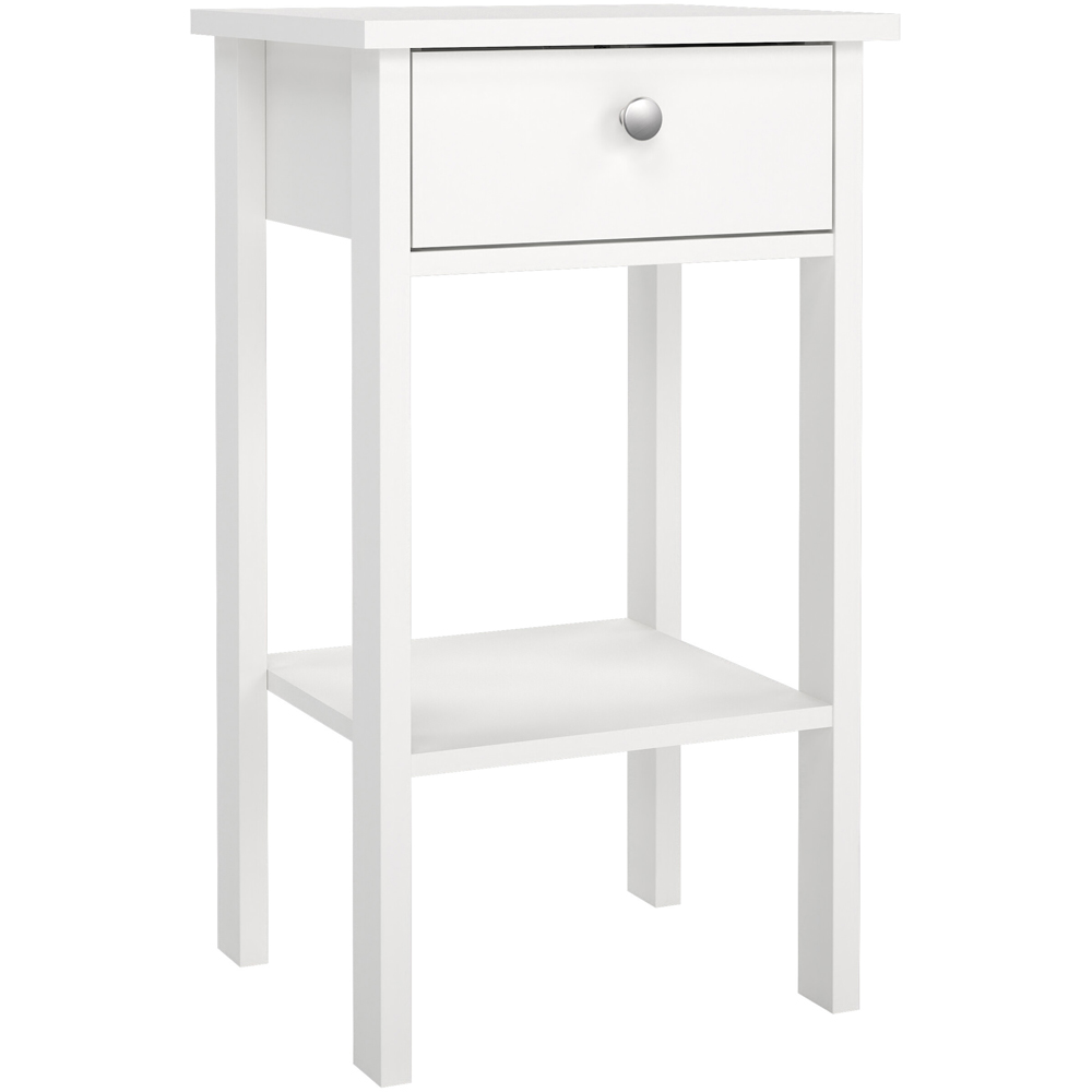 Florence Madrid Single Drawer White Bedside Table Image 2