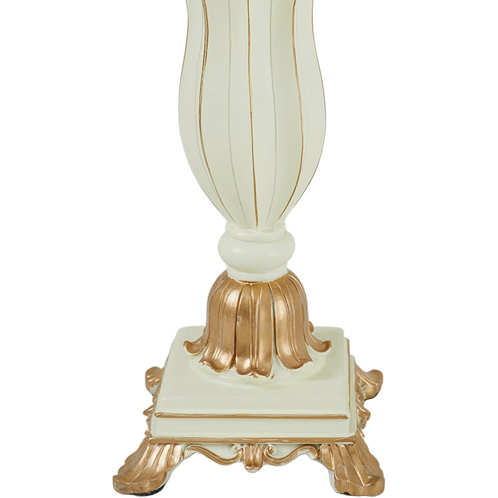 Living and Home Screw E27 Beige Gold Embroidered Fabric Shade Table Lamp E27 Image 5