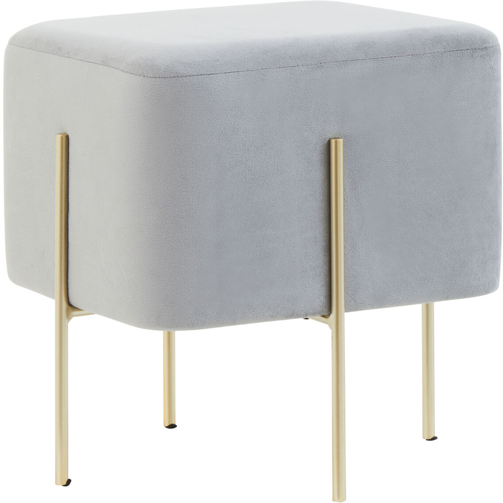 Premier Housewares Hayes Grey Velvet Square Stool Image 2
