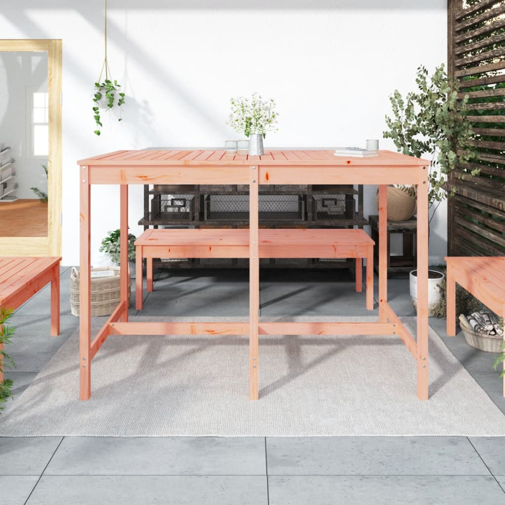 vidaXL 6 Seater Solid Douglas Wood Slatted Garden Dining Table Natural Image 6