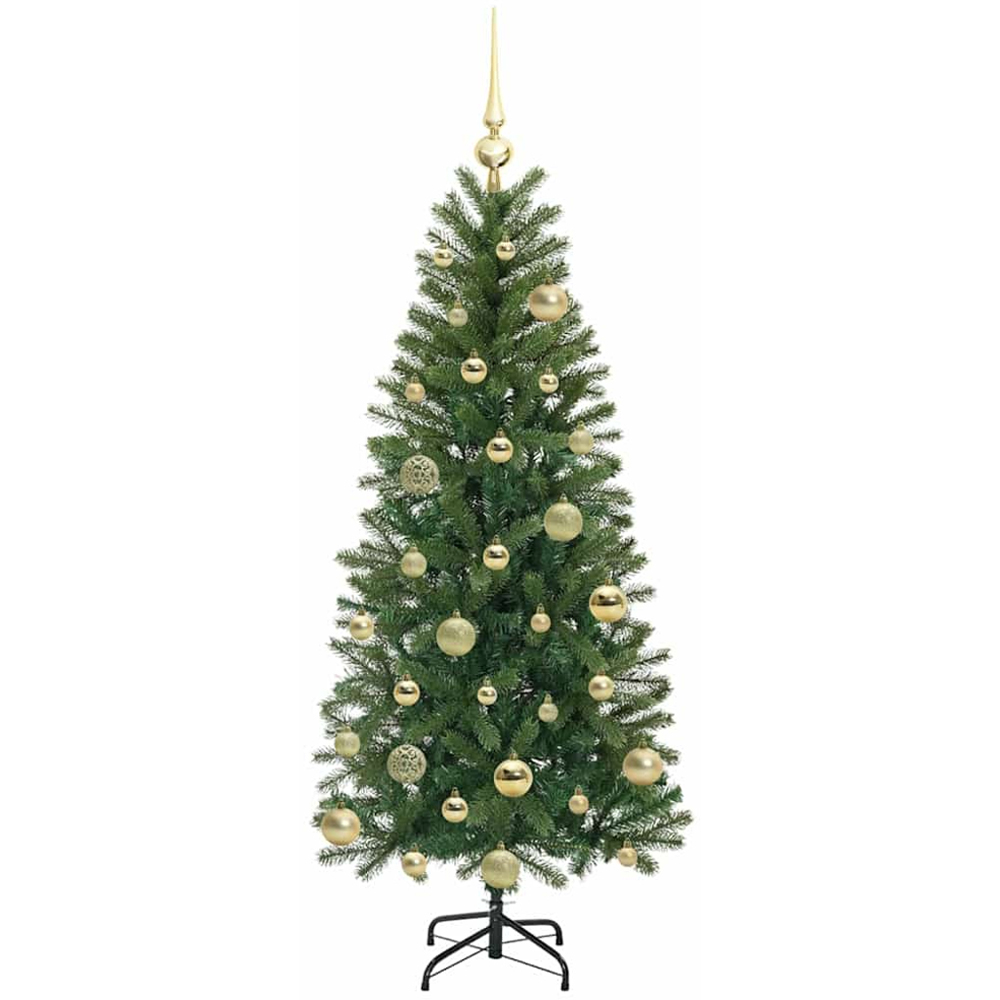 vidaXL Pre-Lit Gold Baubles Green Artificial Christmas Tree 4ft Image 4
