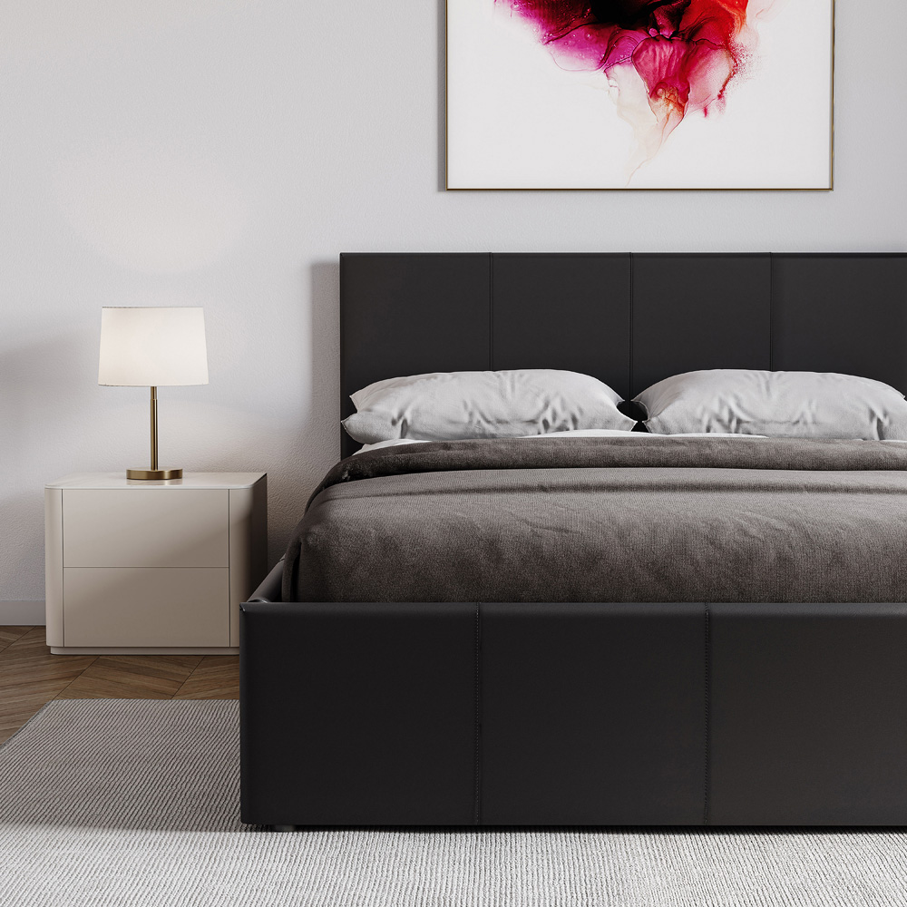 Vida Designs Lisbon Small Double Black Faux Leather Ottoman Bed Frame Image 7