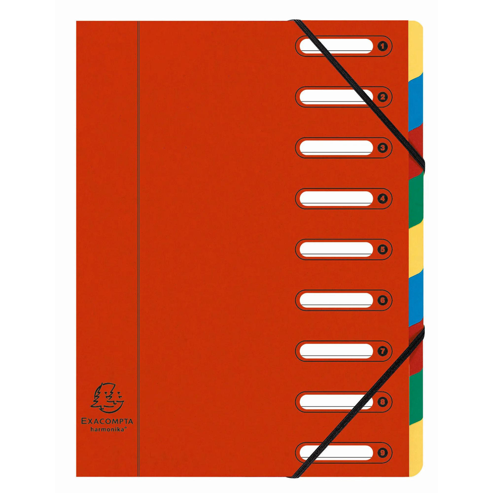 Exacompta Harmonika 9 Sections Assorted Colours A4 Multi Part File 6 Pack Image 6