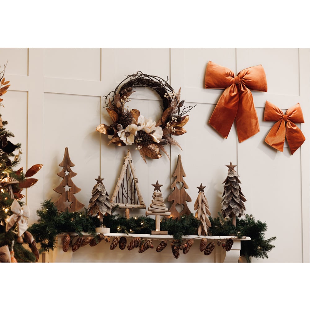 The Seasonal Gift Co. Burnt Orange Velvet Bow Hanging Christmas Decoration 50 x 40cm Image 2