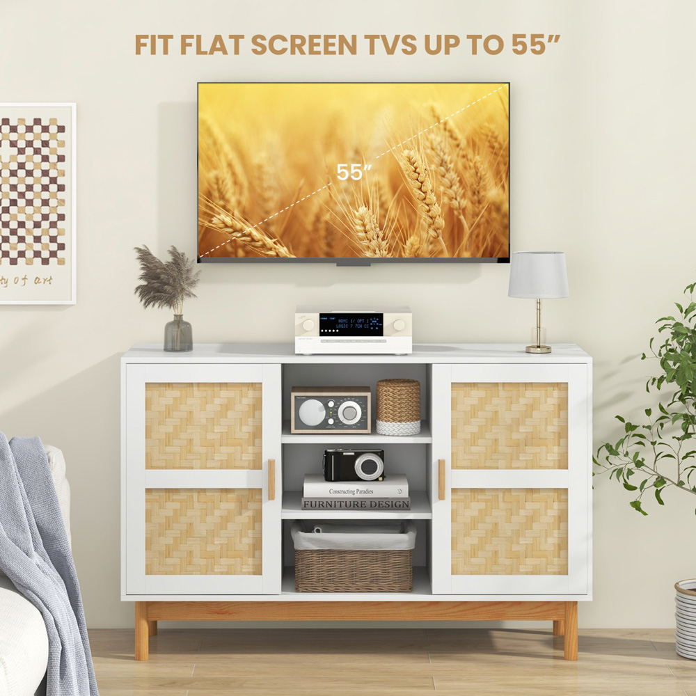Costway 2 Door 3 Shelf White Sideboard Image 4