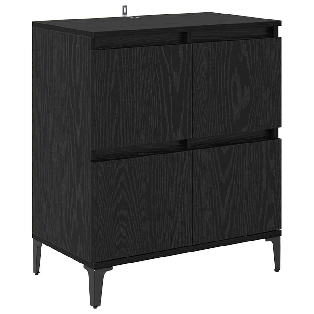 vidaXL 4 Door Black Oak Sideboard Set of 3 Image 4