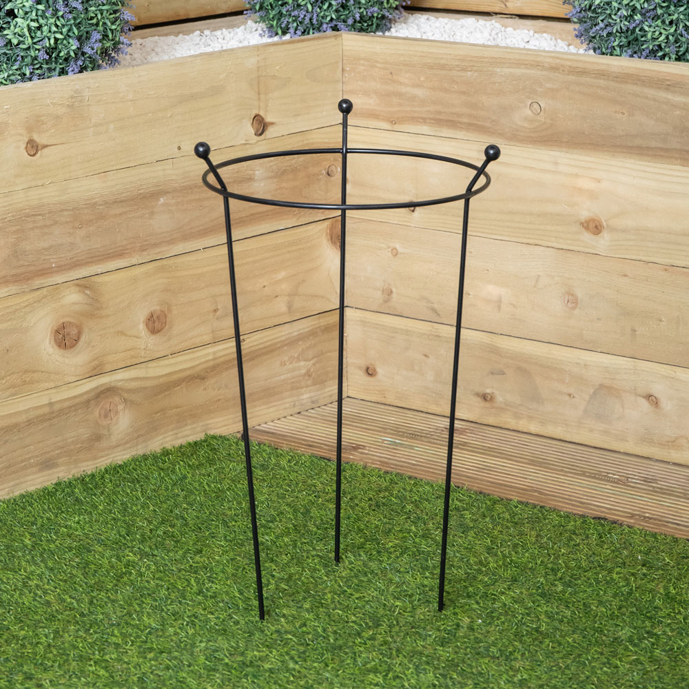 Samuel Alexander Steel Black Herbaceous Garden Plant Support Ring 60 x 35cm 6 Pack Image 9