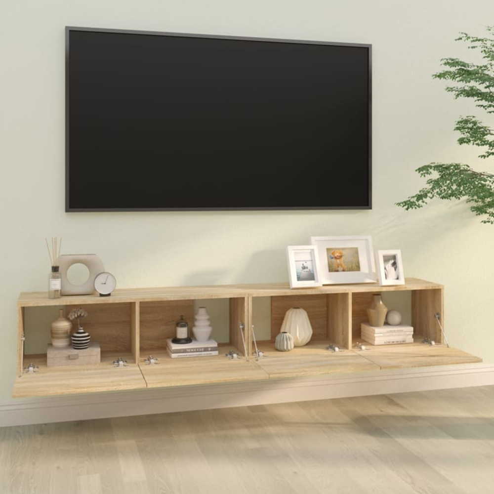 vidaXL 2 Door Sonoma Oak Wall Mounted TV Cabinet Set of 2 Image 1