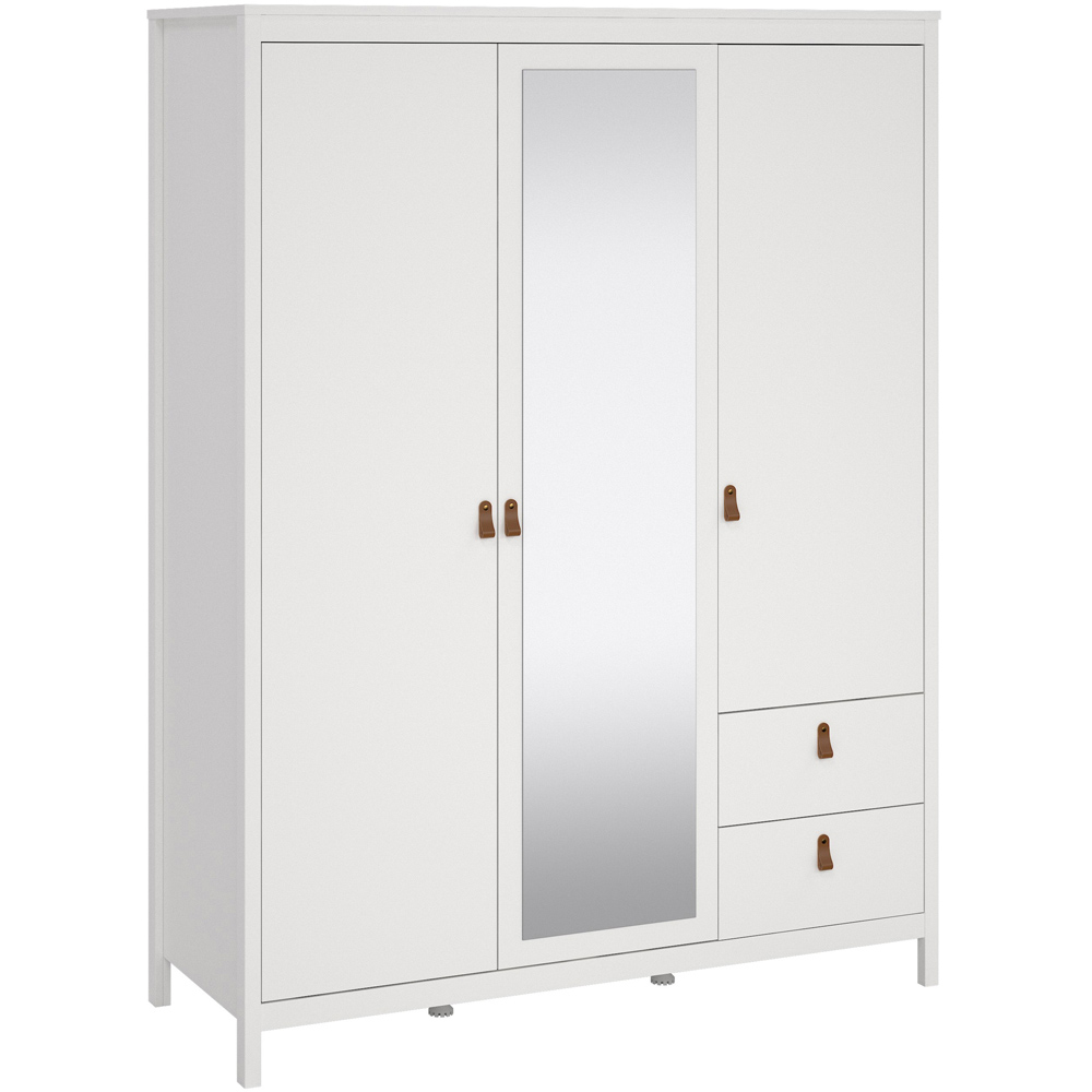 Florence Barcelona 3 Door 2 Drawer White Mirrored Wardrobe Image 2