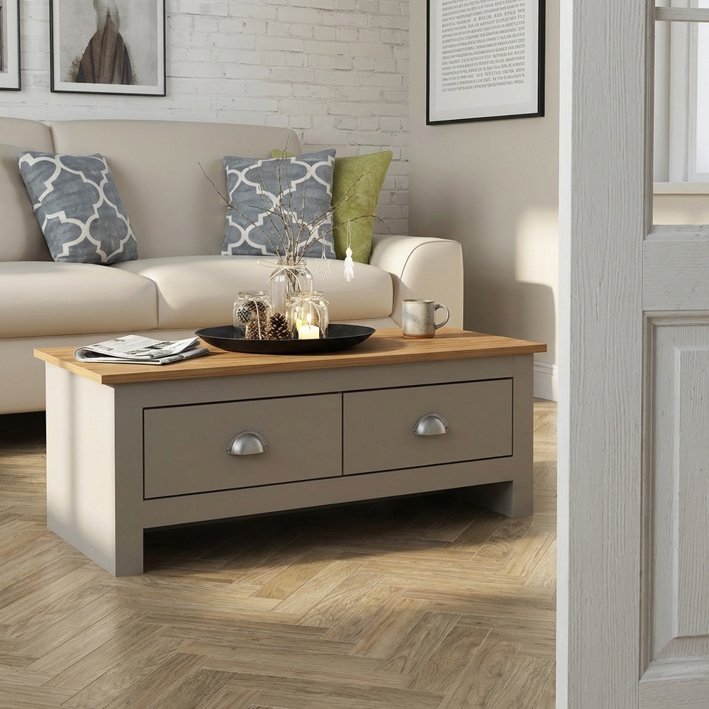 Lexington 2 Drawer Grey Coffee Table Image 3