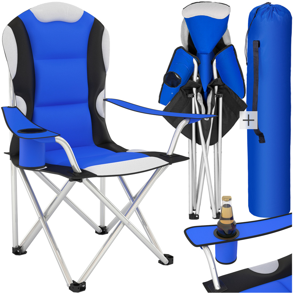 tectake Blue Padded Camping Chair Image 2