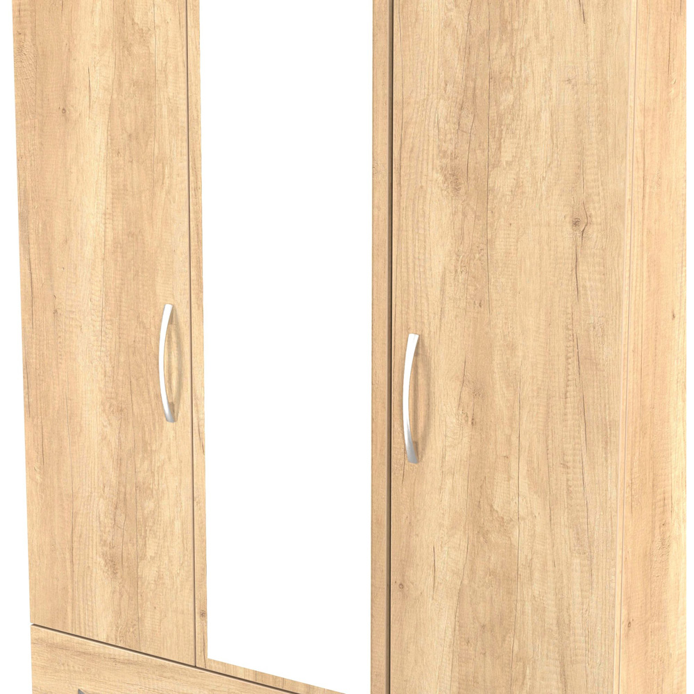 Crowndale Avon 3 Door 2 Drawer Nebraska Oak Mirrored Wardrobe Ready Assembled Image 5
