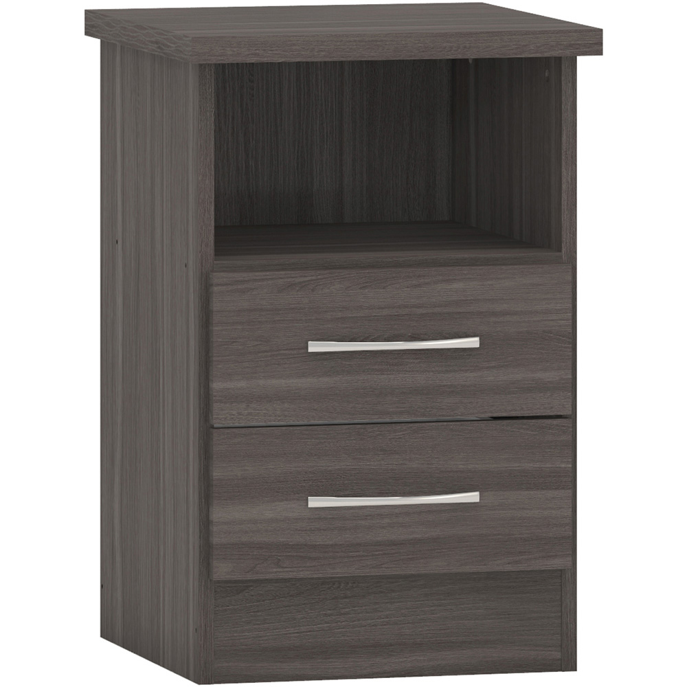 Seconique Nevada 2 Drawer Black Wood Grain Bedside Table Image 2