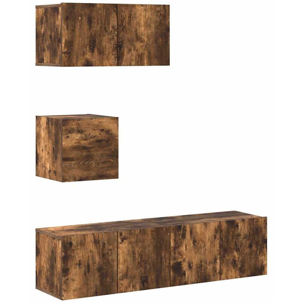 vidaXL 7 Door Smoked Oak Wall Mounted TV Cabinet 4 Piece Image 2