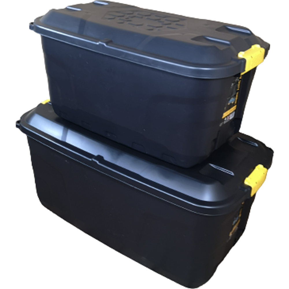 Samuel Alexander 145L and 75L Heavy Duty Storage Trunk with Wheels and Clips 2 Pack Image 1