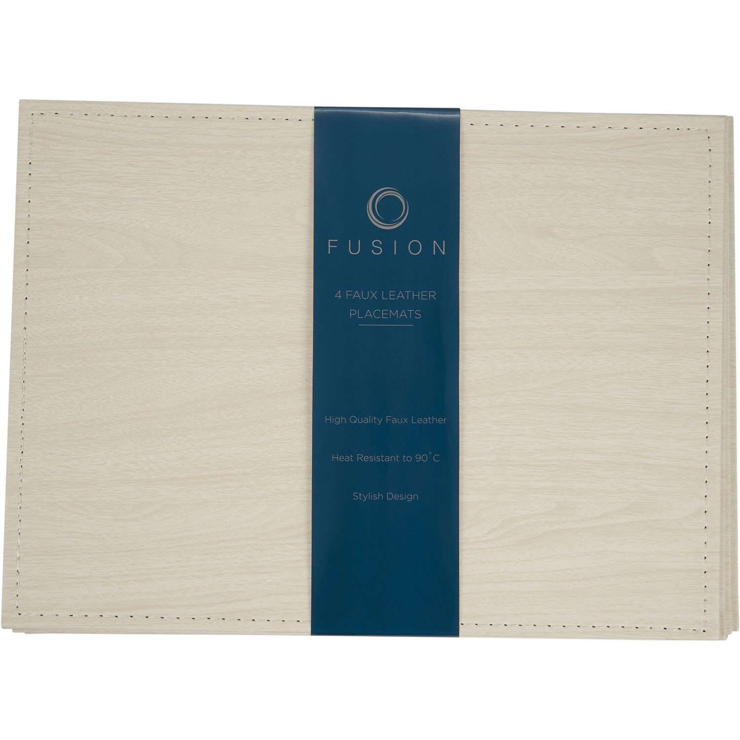 Pack of 4 Fusion Faux Leather Placemats - Natural Image 1