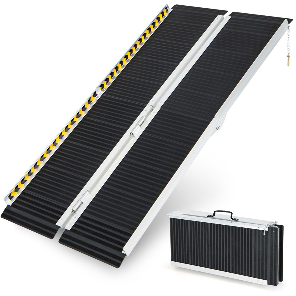 Costway Portable Aluminium Wheelchair Ramp with Transition Plate 5ft Image 1