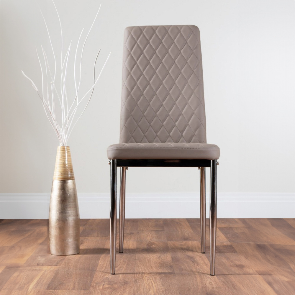 Furniturebox Lucia Valera 6 Seater Round Dining Set Grey Gloss Cappuccino and Chrome Image 3