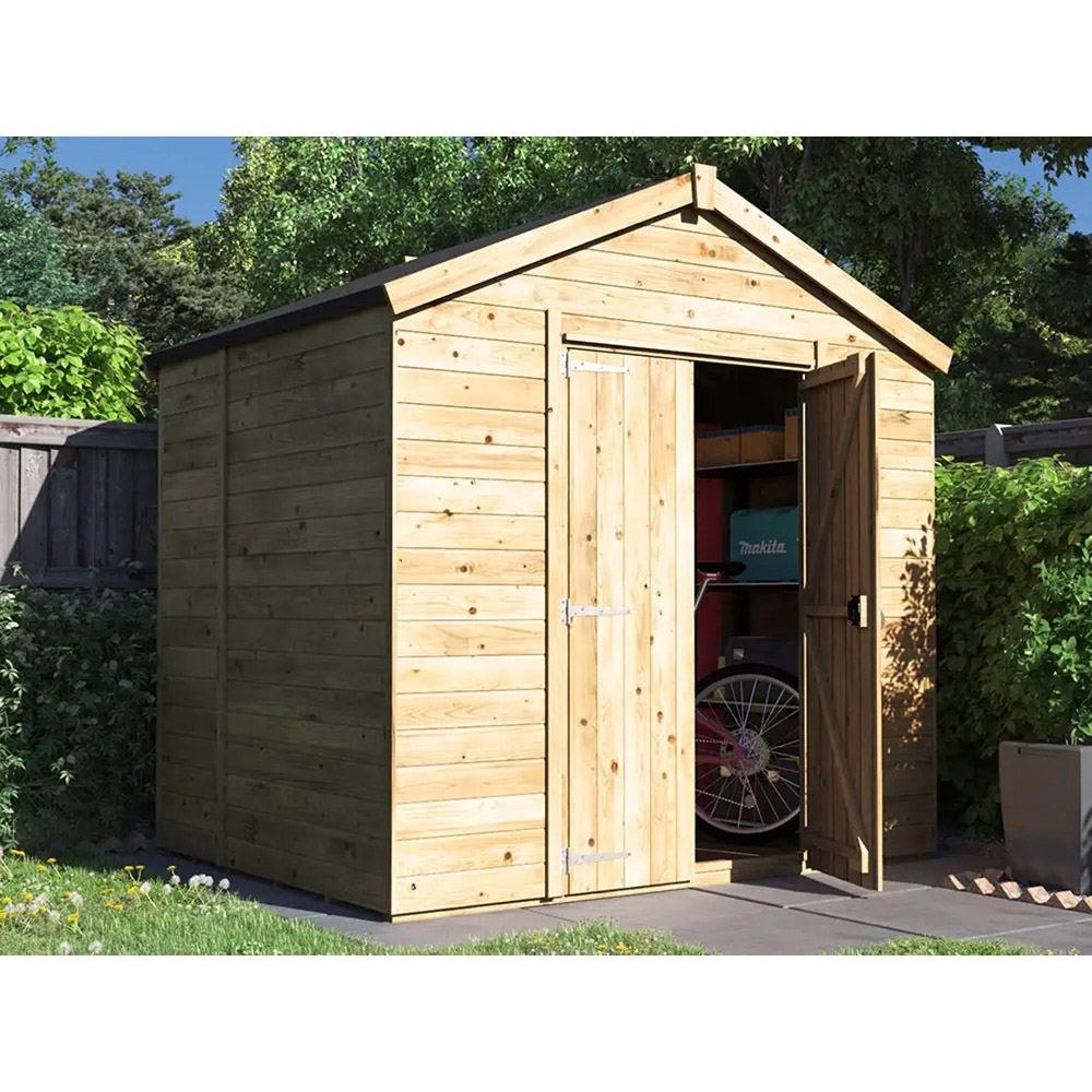 Dunster House Overlord 8 x 6ft Modular Brown Apex Bike Shed Image 2