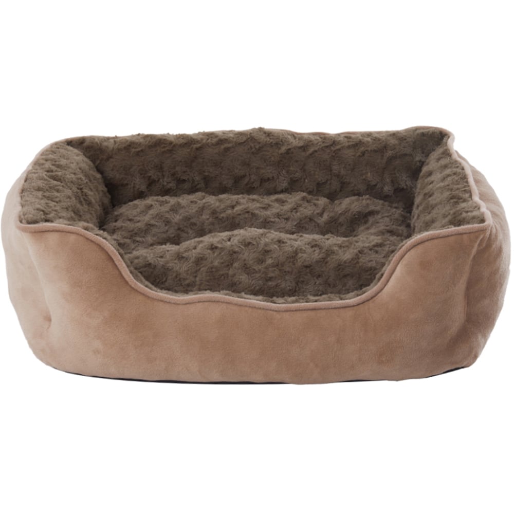 H&O Direct Khaki Soft Plush Pet Sleeping Bed 63 x 53 x 20cm Image 1