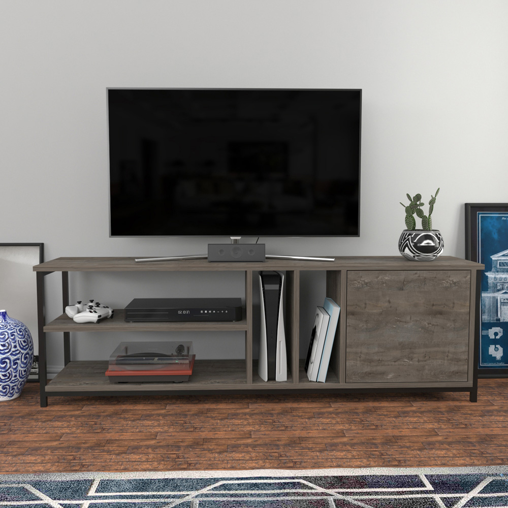 Decorotika Oneida Single Door 4 Shelf Black Wenge TV Stand for 72 inch TV Image 4