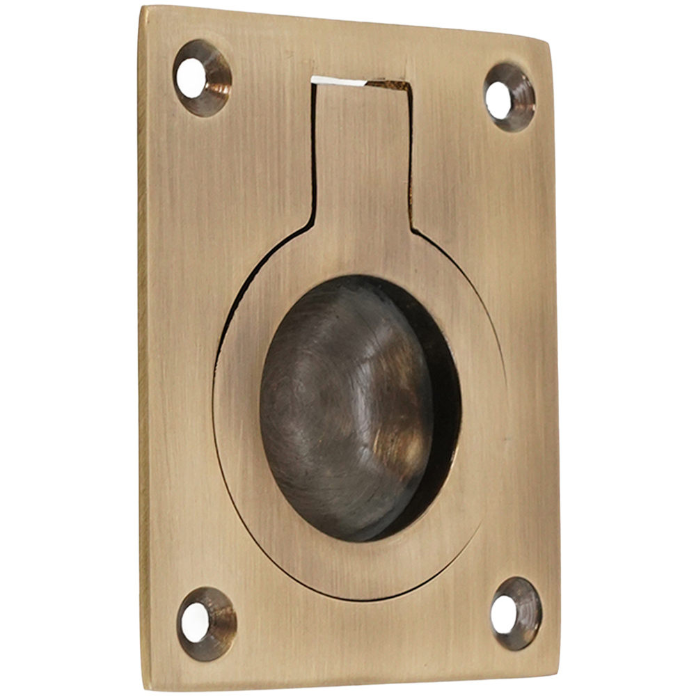 Spira Brass Antique Brass Square Flush Ring Pull Handle Image 1