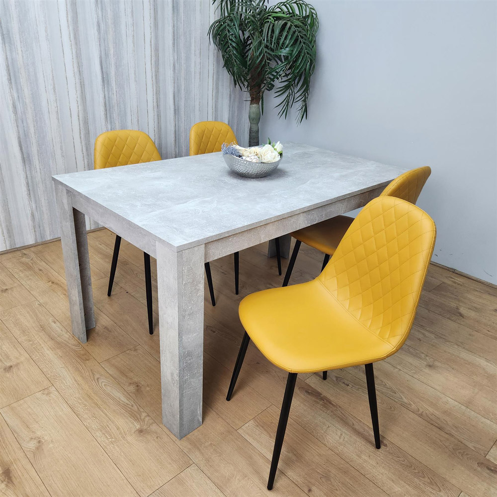 Portland 4 Seater Dining Set Stone Grey Effect and Mustard Image 4