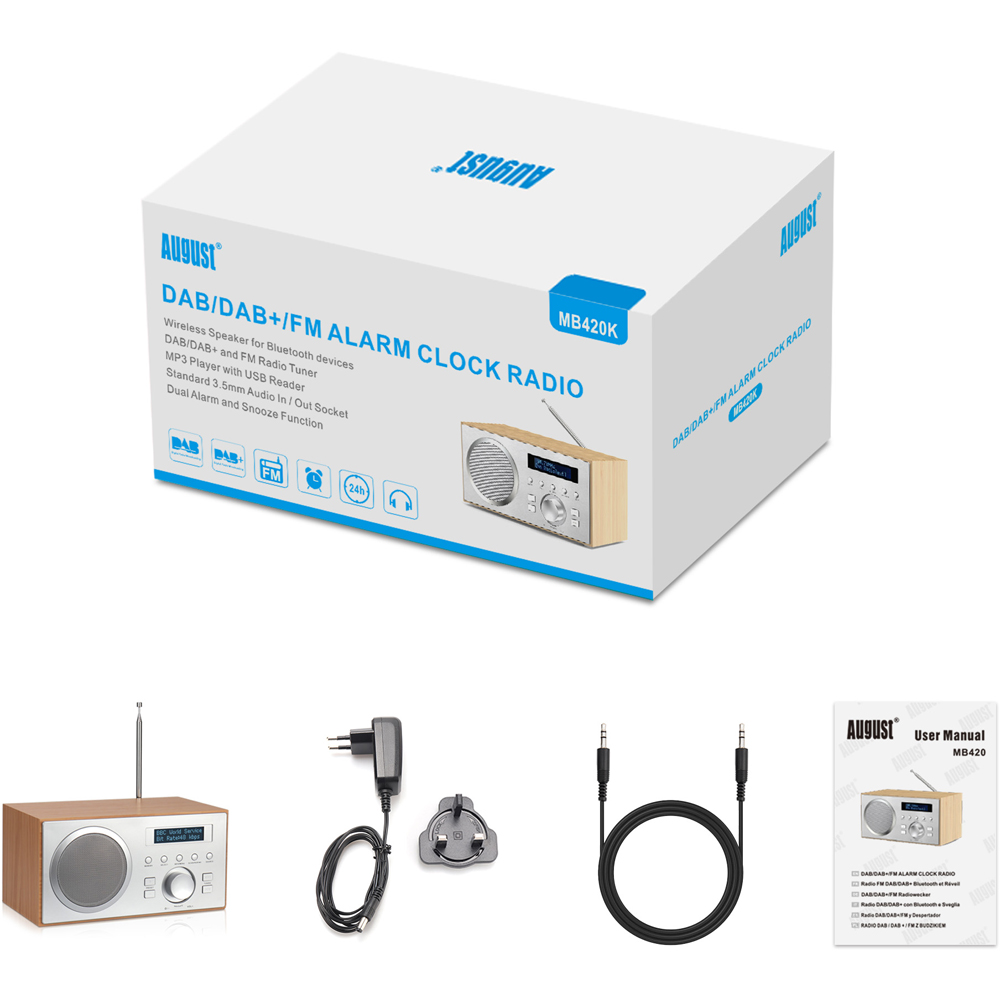 August MB420K Oak Mains Powered DAB+ FM Radio and Bluetooth Speaker Image 5