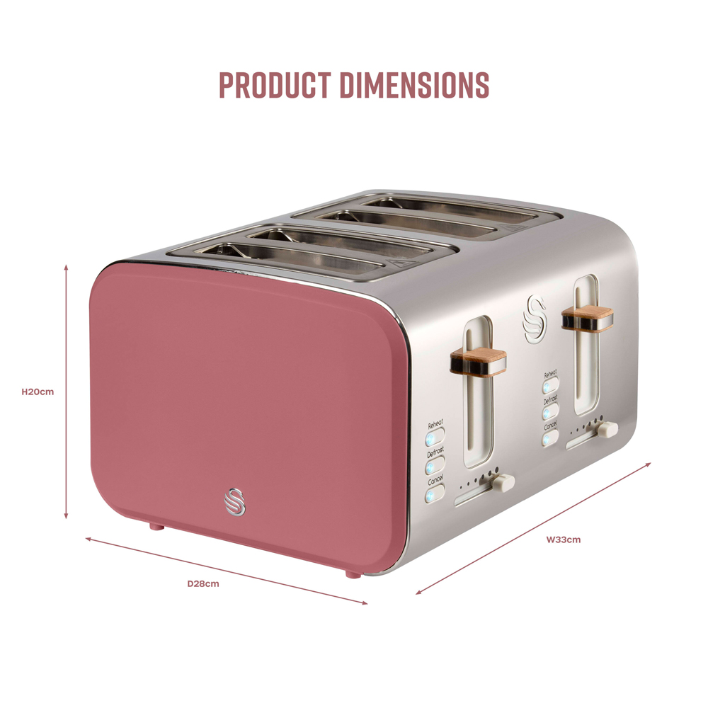 Swan Nordic EEJB332 Fuchsia 4 Slice Toaster and 1.7L Cordless Kettle Set Image 9