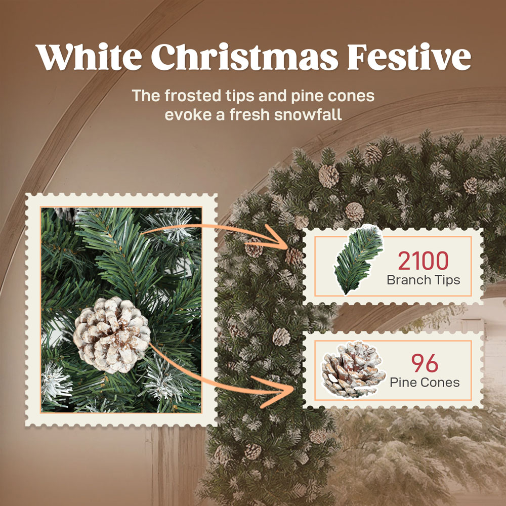 HOMCOM Single Door Frosted Snow Green Christmas Tree Arch 8.2ft Image 6