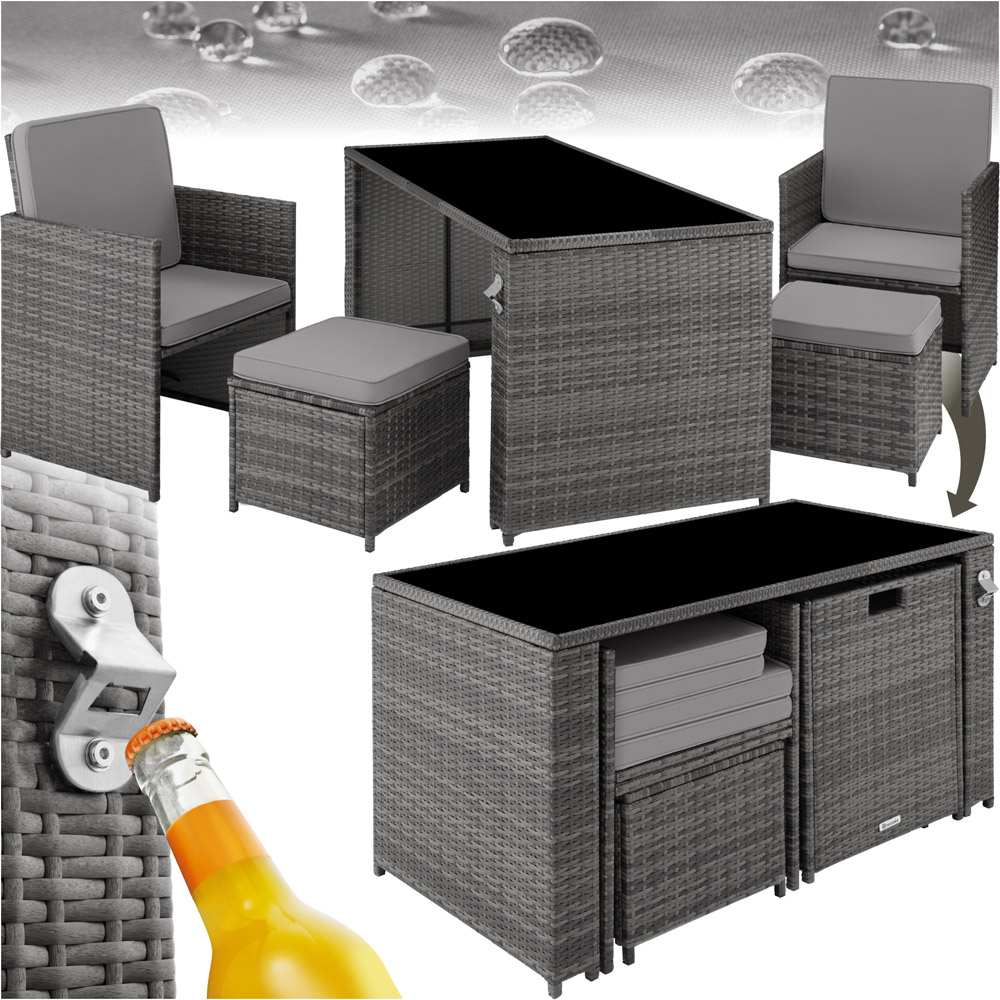 tectake Palermo 4 Seater Grey Garden Table Set Image 2