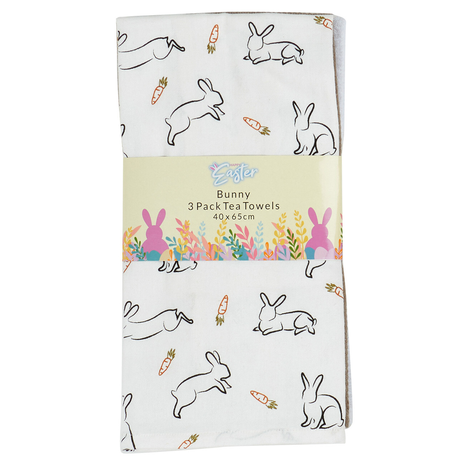 Pack of 3 Bunny Tea Towels - White Image 1