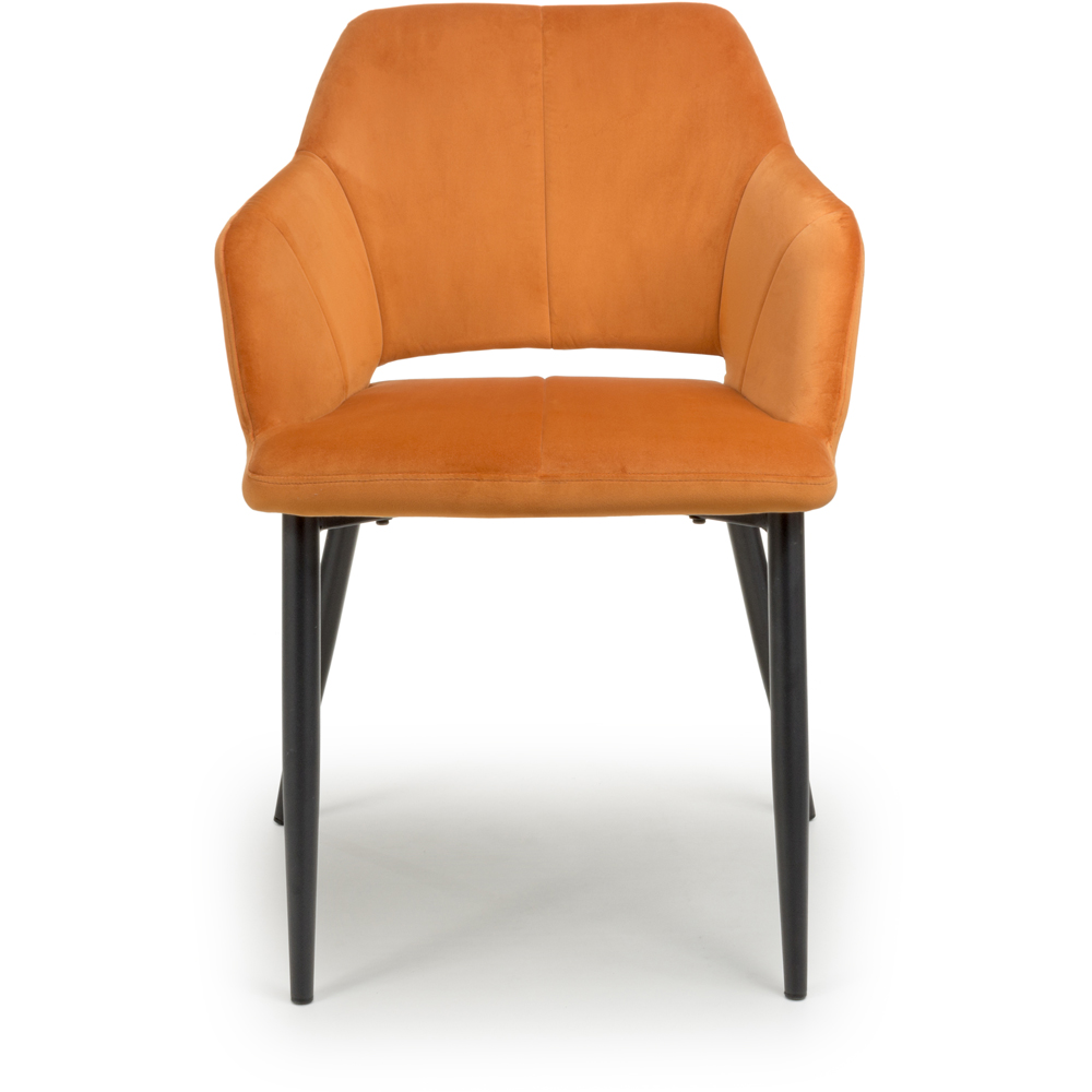 Nero Set of 2 Burnt Orange Brushed Velvet Dining Chair Image 6