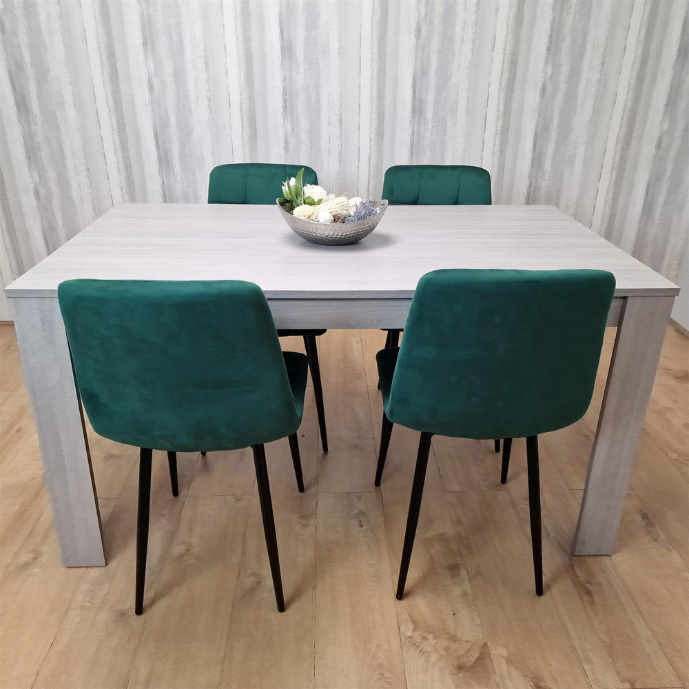 Portland 4 Seater Velvet Dining Set Grey and Green Image 6