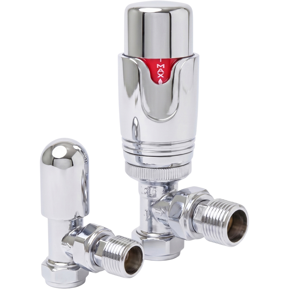 Go Bathrooms Chrome Angled Radiator Valve Set 15mm Image 1