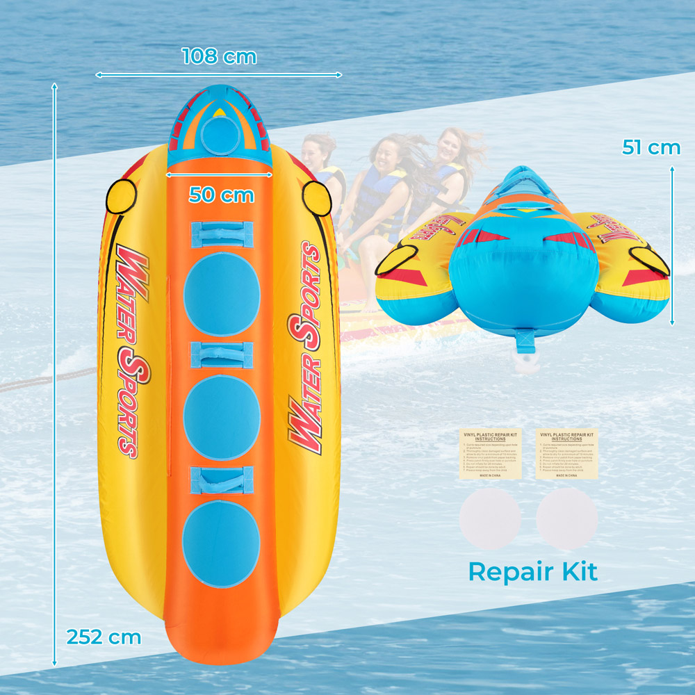 Costway Inflatable Banana Boat Tube with Cover Image 9
