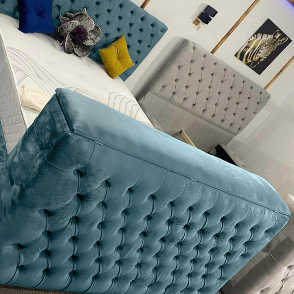 Eleganza Home Arli Super King Size Duck Egg Plush Velvet TV Bed Frame Image 3
