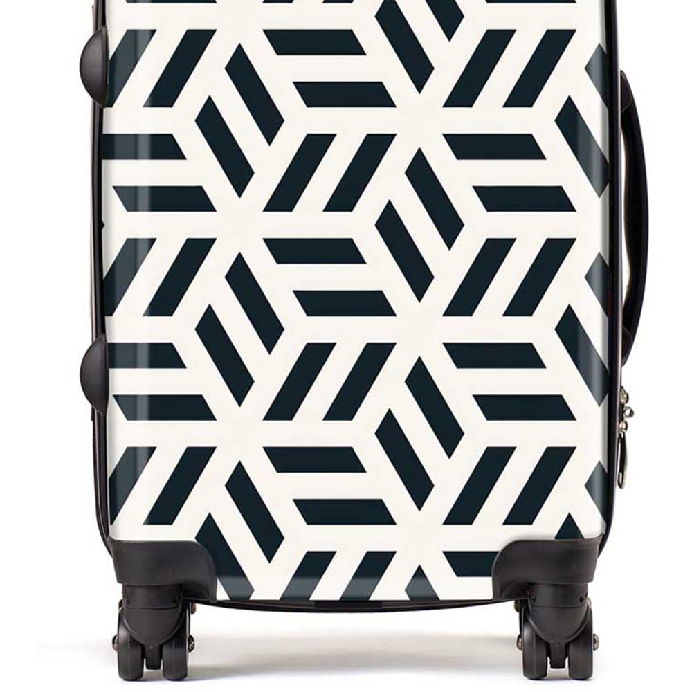 Warren Reed Designer Cabin Geometric Monochrome Hexagonal Pattern Suitcase Image 2