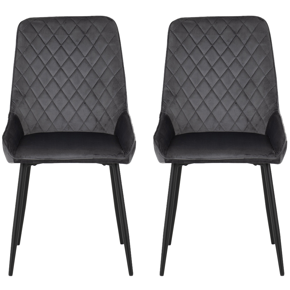 Seconique Avery Set of 2 Grey Velvet Dining Chair Image 2