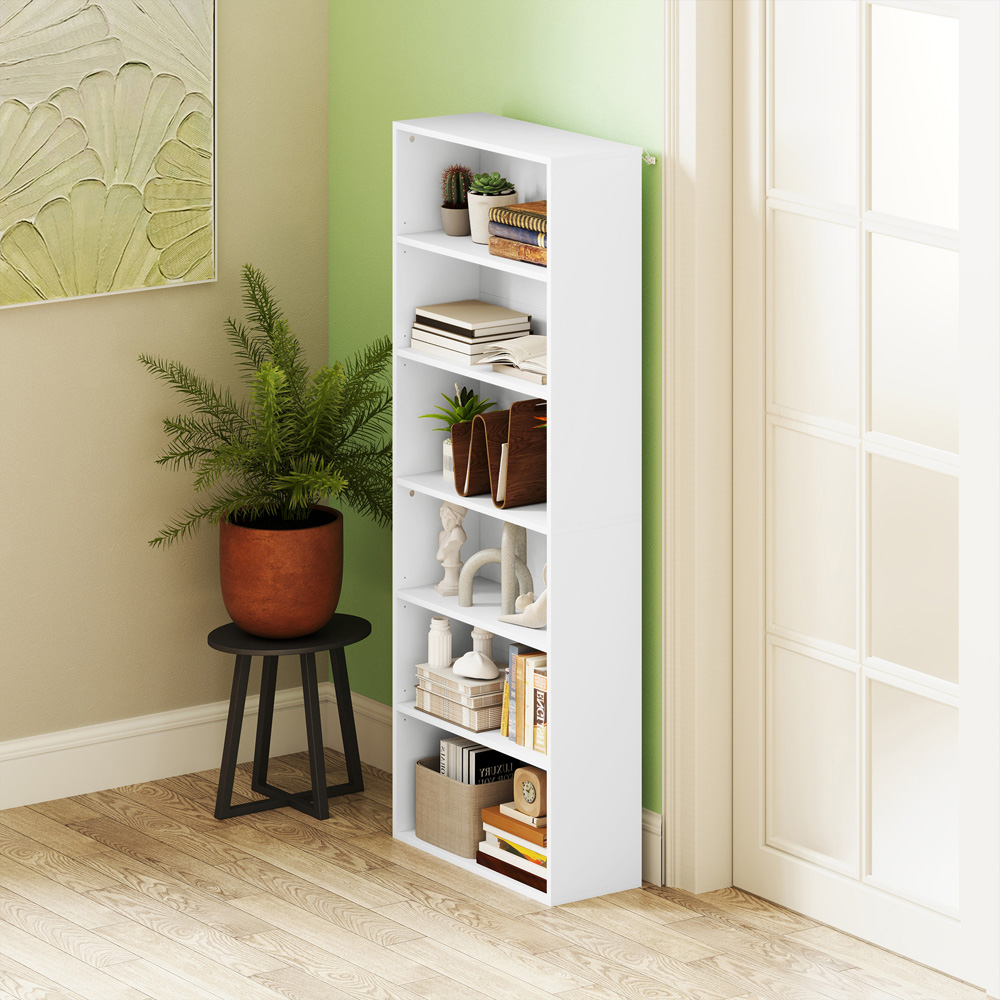 HOMCOM 6 Shelf White Freestanding Bookshelf Image 7