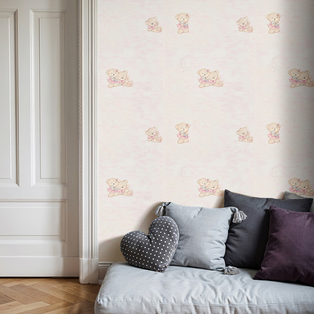 Living and Home Pale Pink 3D Embossed Non-Woven Wallpaper Roll 950 x 53cm Image 2