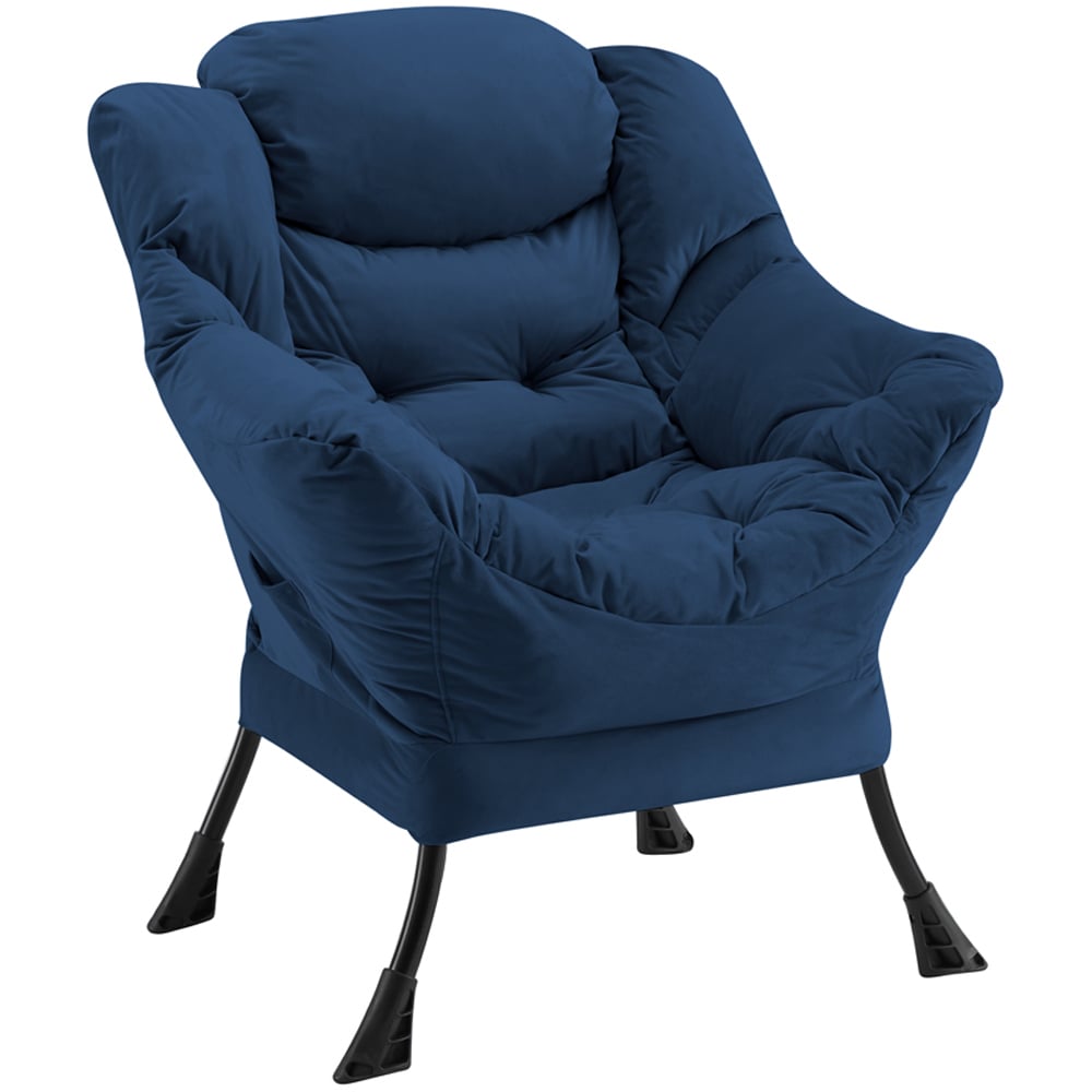Home Detail Mellow Blue Velvet Lazy Chair Image 2