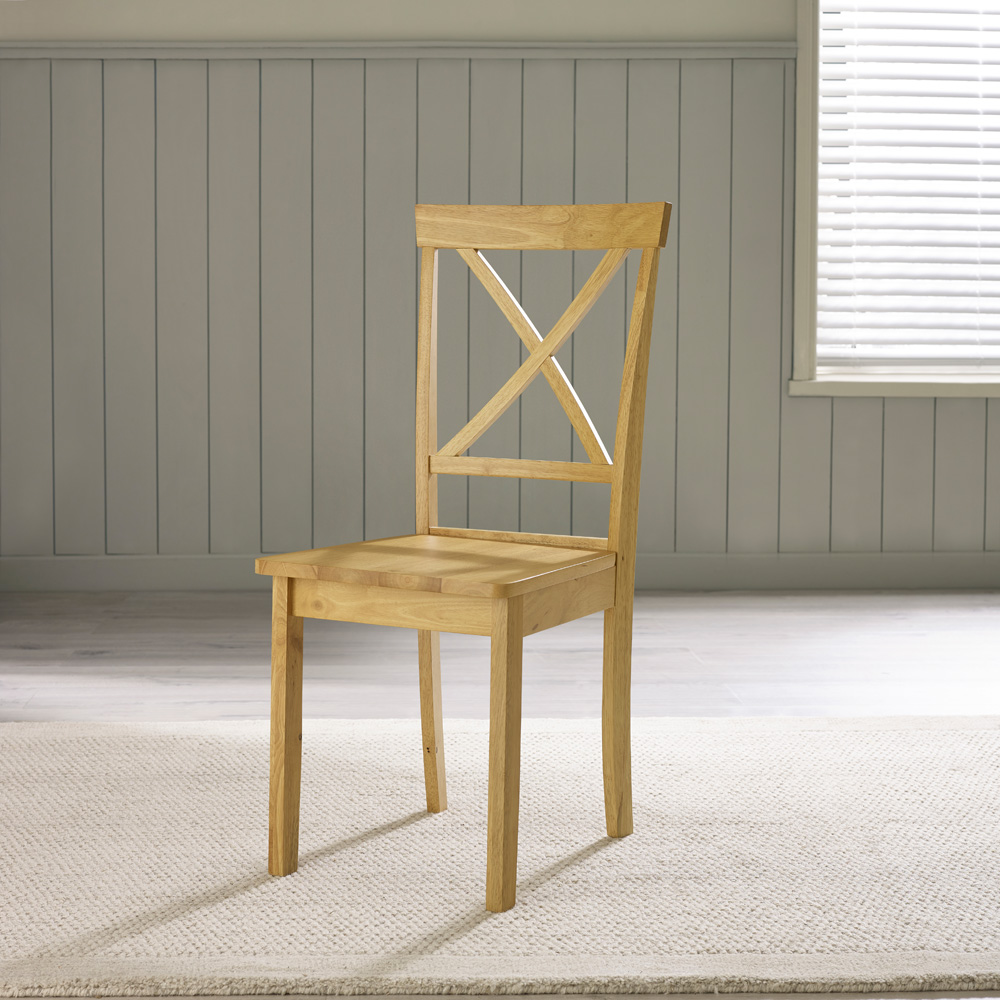 Furniturebox Marros Set of 2 Oak Effect Solid Wood Crossback Dining Chairs Image 6