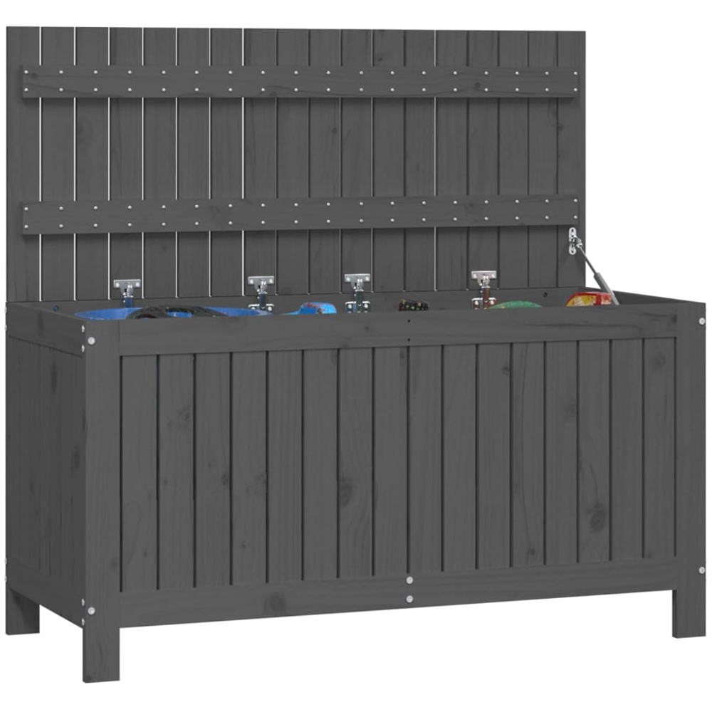 vidaXL 60 x 115 x 49cm Grey Pine Wood Garden Storage Box Image 4