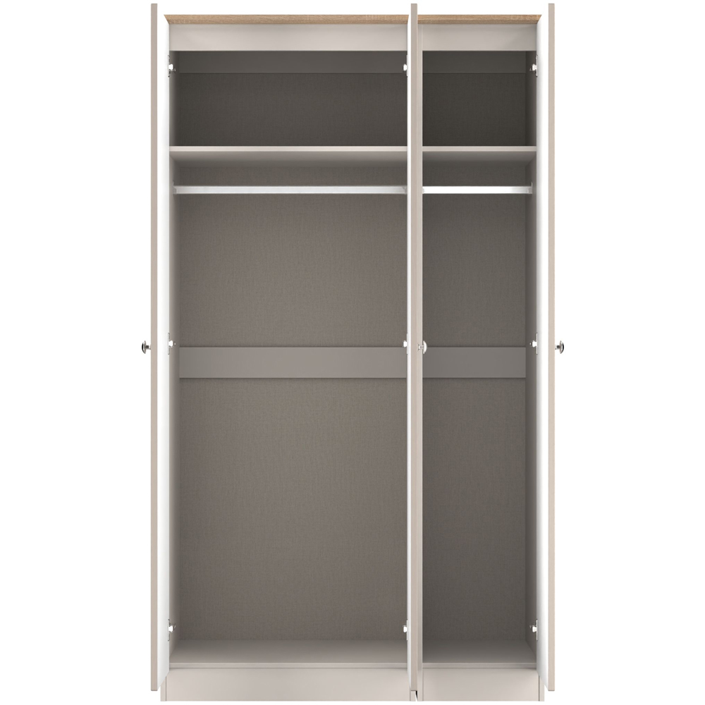 Crowndale Sussex 3 Door Kashmir Ash and Bardolino Oak Tall Mirror Wardrobe Ready Assembled Image 6