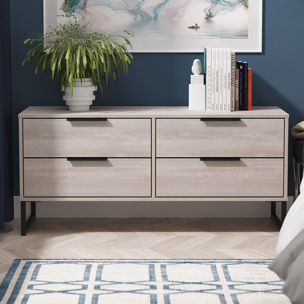Crowndale Hong Kong 4 Drawer Grey Oak Bed Box Ready Assembled Image 1