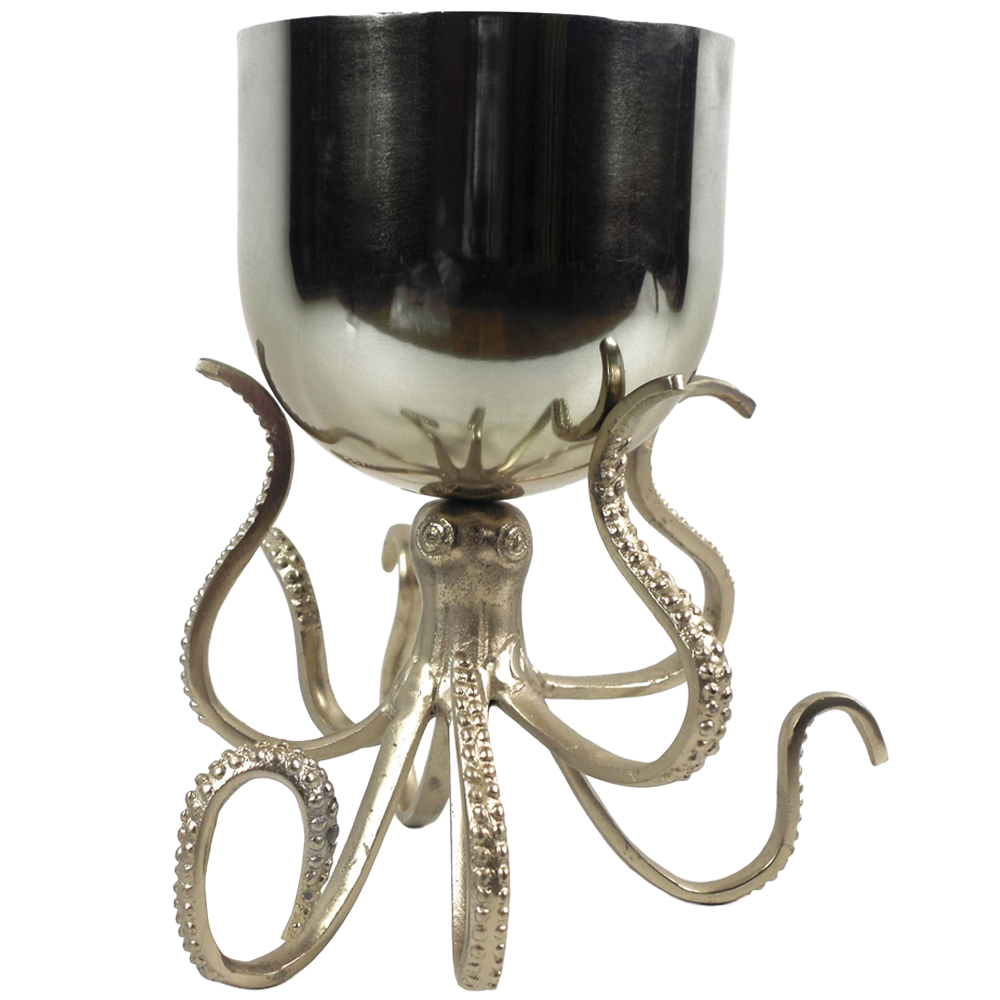 Leaf Silver Metal Octopus Bowl Style Planter 28cm Image 1