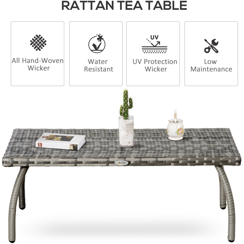 Outsunny Grey Rattan Coffee Table Image 4